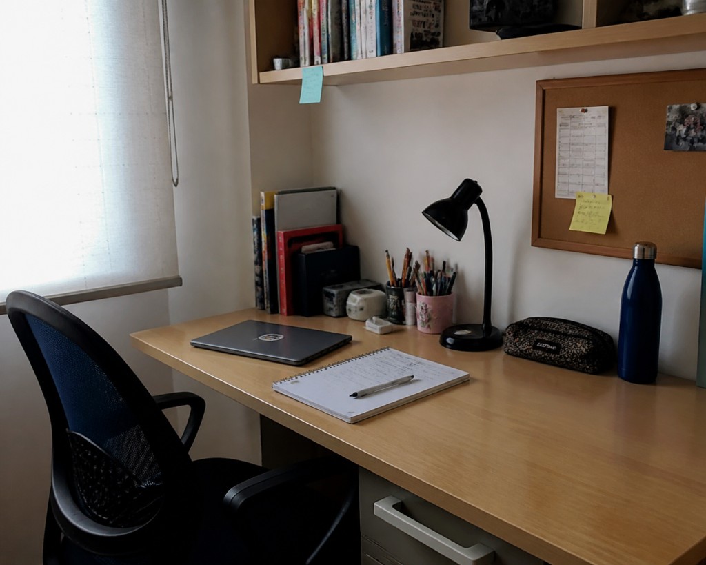 Escritorio de estudio en habitación